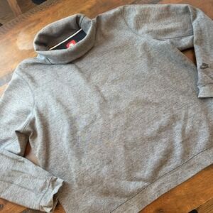 Nike Sweatshirt Women 2XL Gray Turtleneck Fleece Side Zip Logo Pullover Tech